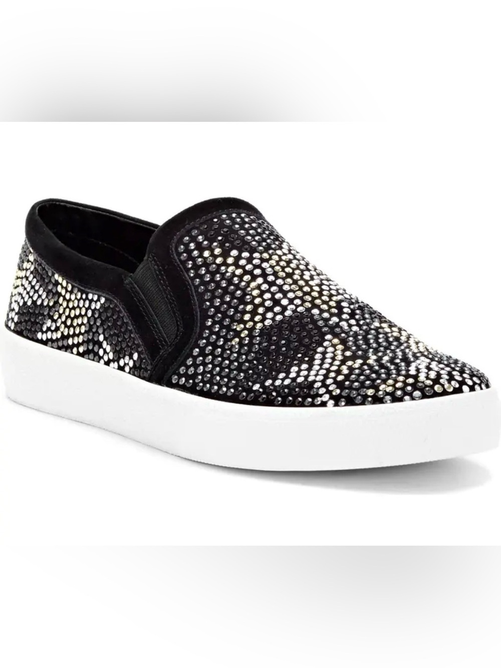 Vince Camuto Canitia Studded Star Slip On Sneakers Black Gold Silver